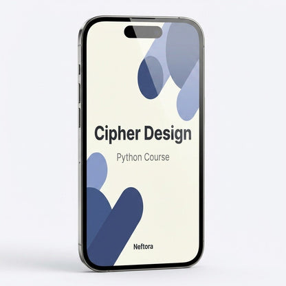 Phone with 'Cipher Design Python Course' on a light background